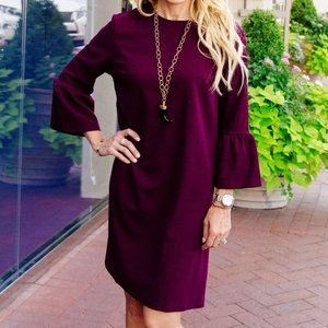 2HEARTS wine-colored a-line dress with 3/4 length bell sleeves, size large